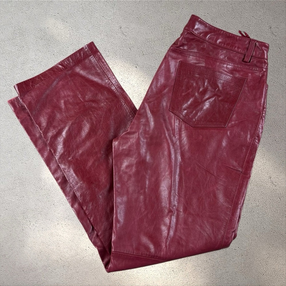 Vintage Gap Genuine Leather Bootcut Pants Brown Size 14 Y2K Fall 2000‎